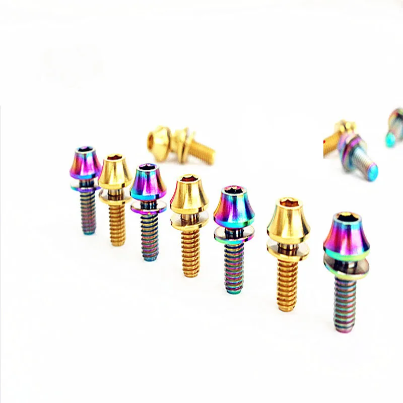 

12pcs Titanium alloy bottle rack screw m5*12 mountain bike road bicycle kettle equipment titanium screw ribbon gasket