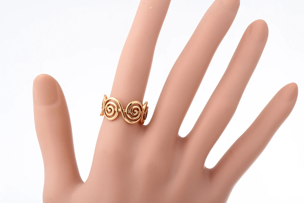 Yellow Gold Color Cut Out Swirl Wide Cocktail Ring for Women Design Finger Jewelry US Size 5-10 Wholesale Bague Anillos Anelli | Украшения