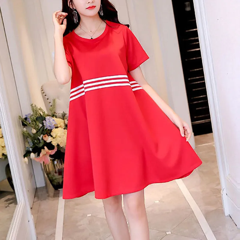 Новый 2017 Весной и летом мода дамы Чистый цвет с коротким рукавом свободные