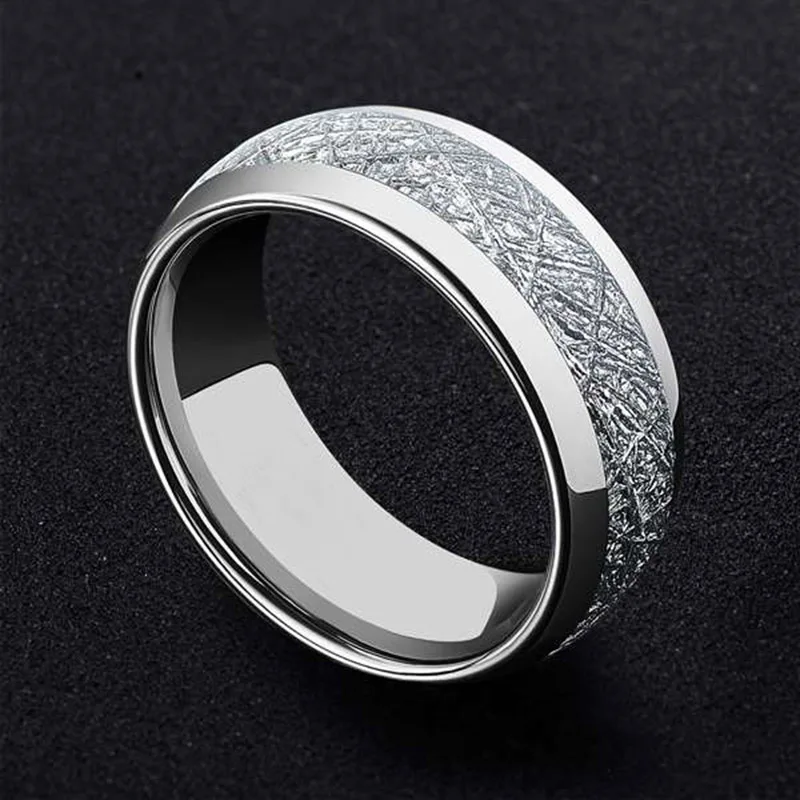 Fashion Jewelry 8mm Mens &amp Womens Tungsten Carbide Ring Meteorite Inlay Wedding Band | Украшения и аксессуары