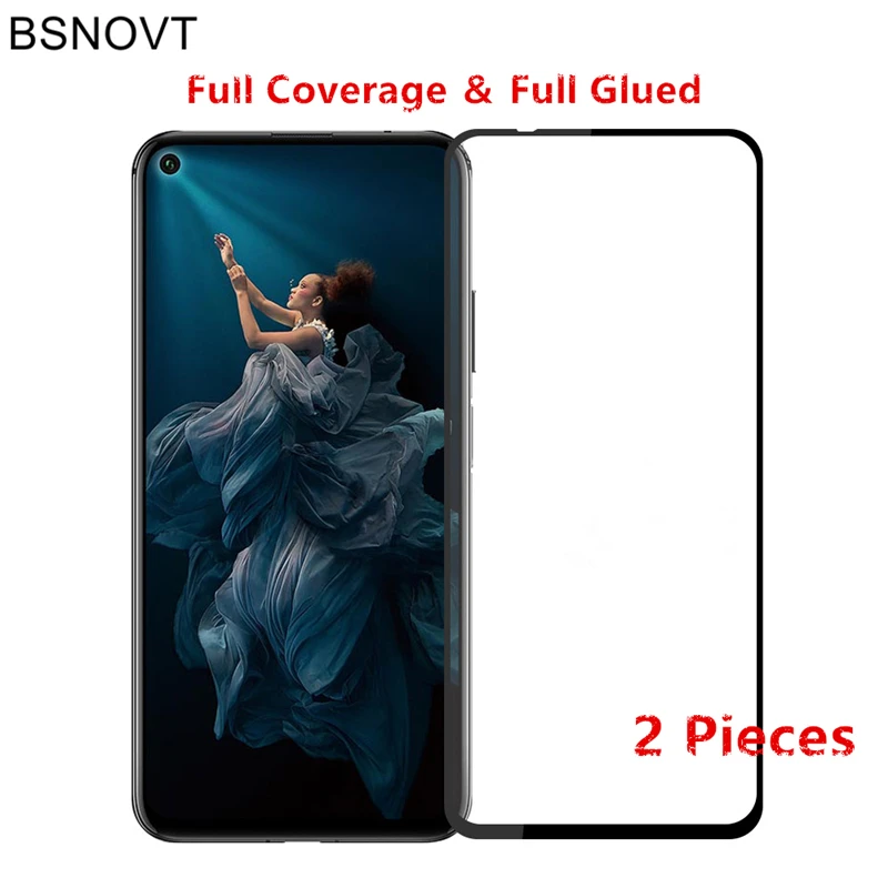 2 protectores de pantalla de cristal para Huawei Honor 20, funda completa de cristal templado para Huawei Honor 20 y Honor 20 DE 6,26 pulgadas-0