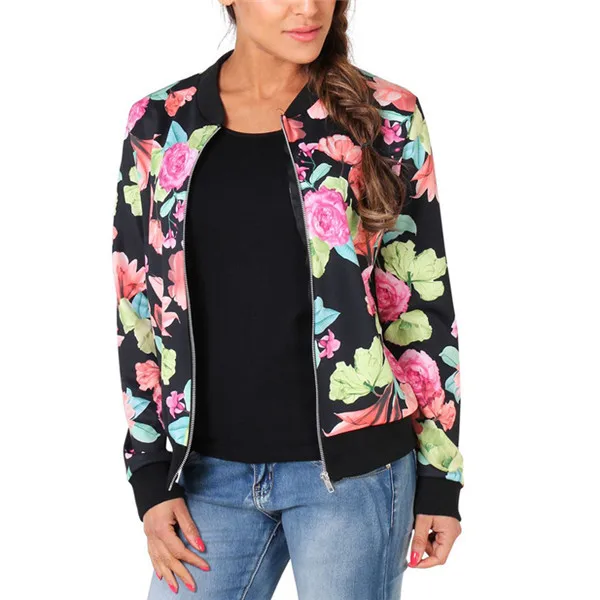 

Autumn women's printed jacket baseball uniform short coat
