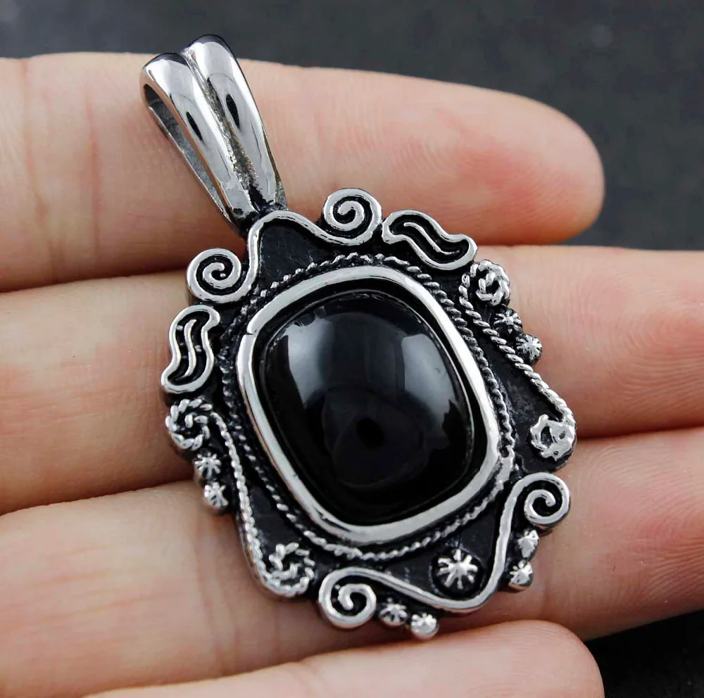 Винтажный Мужской Байкерский кулон с черным камнем ювелирные изделия на день