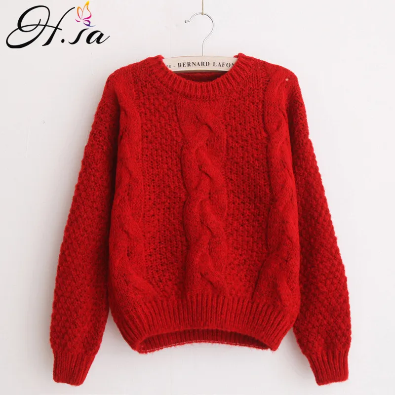 H.SA Winter Warm Sweaters and Twisted Pullovers Women Casual Short Feminino Knitted Sweater Jumpers Cheap China sueter | Женская одежда