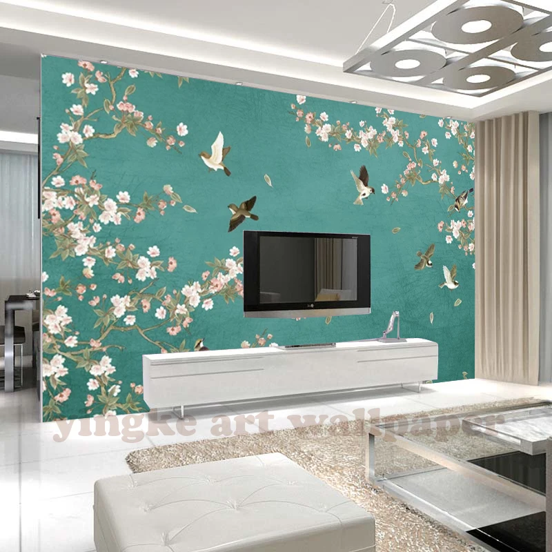 

Photo Wallpaper 3d Stereo Chinese Flowers Birds Mural Bedroom Living Room New Design Texture Wallpaper Papel De Parede Floral 3D