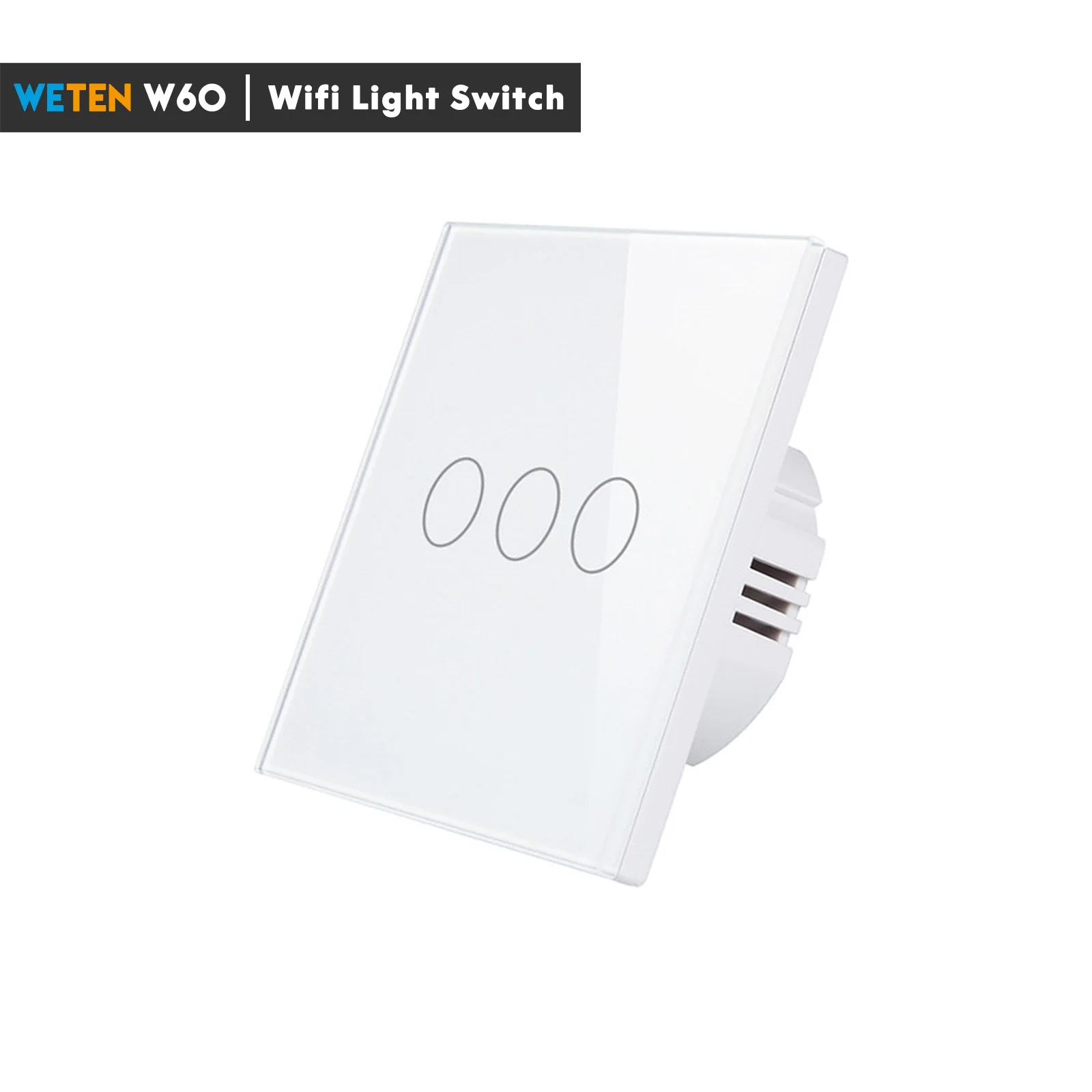 W60-White 3Gang Умный Wifi переключатель, сенсорный светильник, переключатель, приложение 433, РЧ Голосовое управление, поддержка Alexa Google Home 1 2 3 банды, ЕС, Великобритания, 220 В, черное стекло, переключатель - Цвет: W60-White 3Gang