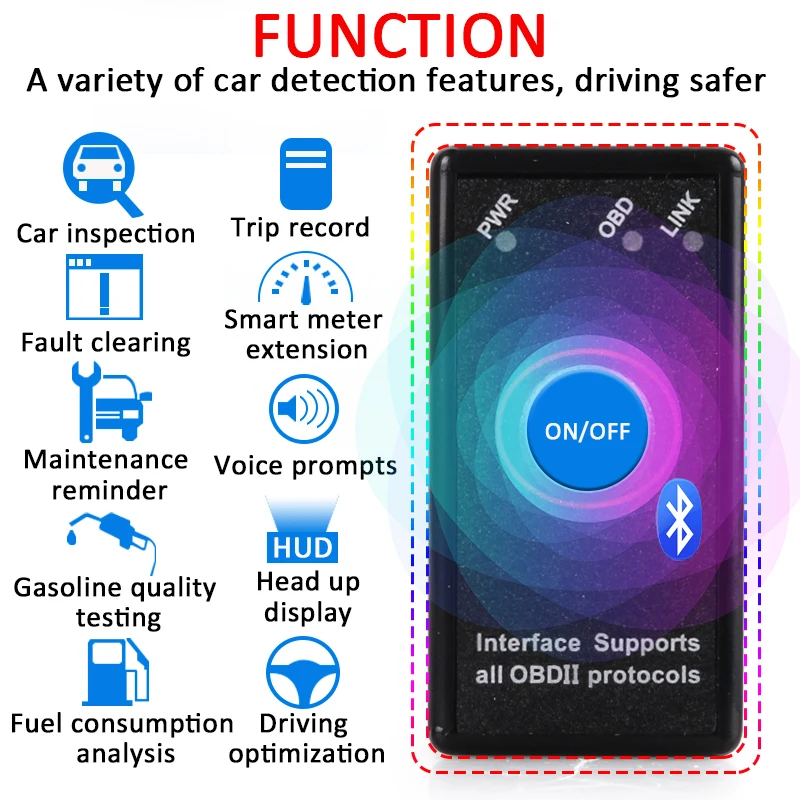 Roadot мини OBD2 elm327 Bluetooth Автомобильный диагностический сканер V1.5 Elm 327 OBD 2 адаптер obd-ii