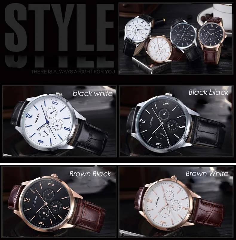 SINOBI relojes hombre ультратонкие Роскошные брендовые кварцевые часы мужские