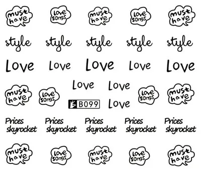 Nail sticker art decoration letter love slider adhesive Water Transfer decals manicure lacquer accessoires polish foil | Красота и