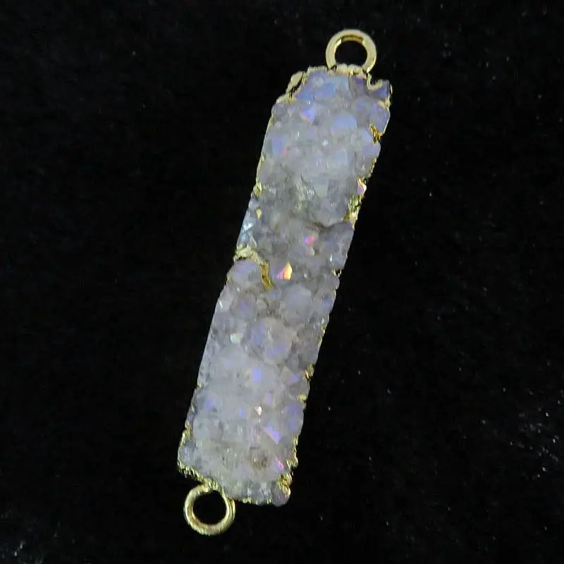HanKun золото опал AB Цвет Тонкий Retangle натуральный кварц Druzy Drusy разъемы | Украшения и