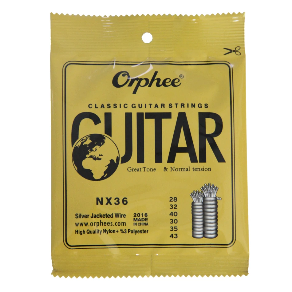 New Orphee Classic Classical Guitar Strings Nylon and Silver Plated Wire Hard/Normal Tension 028-043/028-045 Wholesales | Спорт и