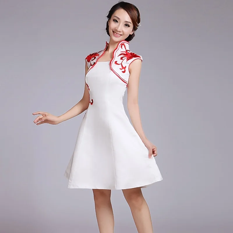 Costume Chorus New Choir Traditional Chinese Clothing Women Ancient Yangko Folk Dance Qipao Cheongsam FF1975 |