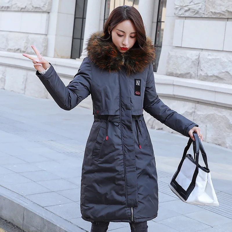 

Cotton-padded Limited Polyester Long Clothes Self-cultivation Overknee Both Sides Cotton Loose Coat 2019 Winter New Rope Woman