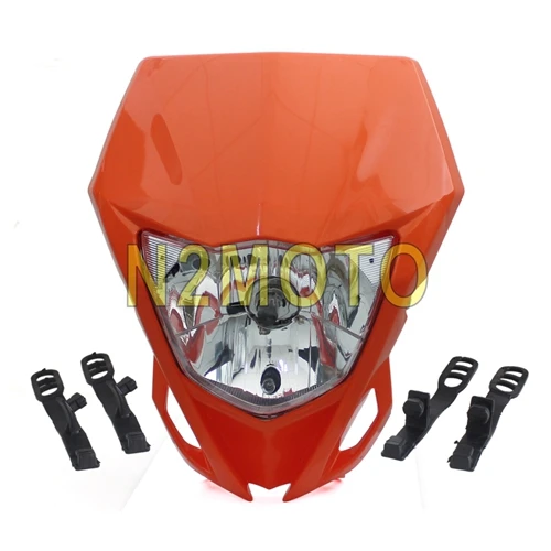 Фары для мотокросса 12 в 35 Вт налобный фонарь для Yamaha WR250F WR450F KAWASAKI KLX KX 250 450 2012- белый Dirtbike - Цвет: Оранжевый