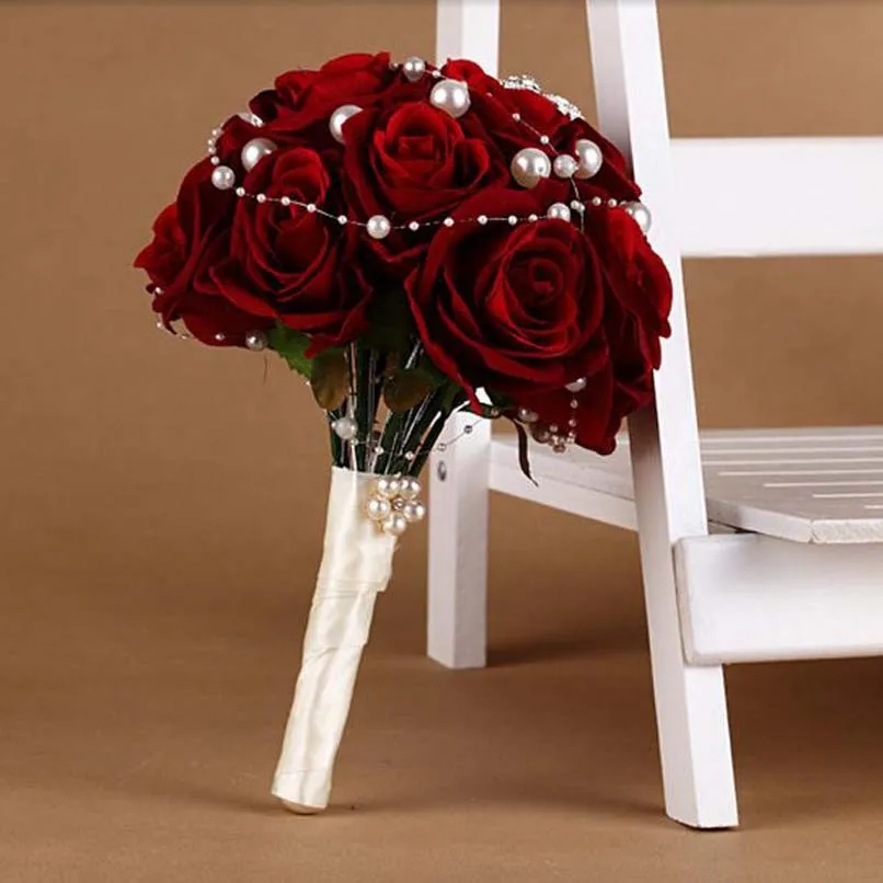 Цветы свадебные букеты Faybox красная роза Искусственный Свадебный букет ручной