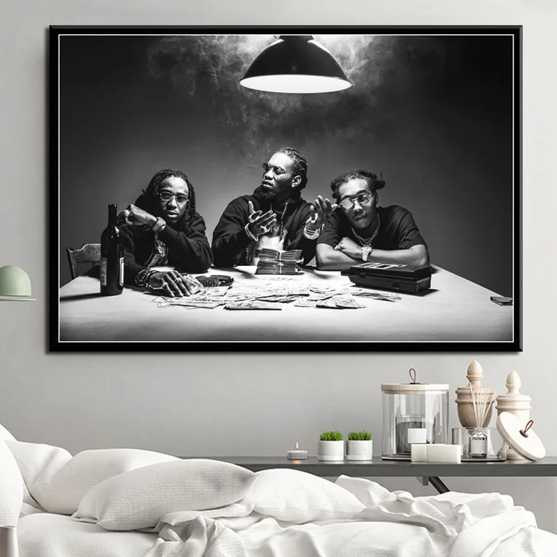 P623 Migos Trap Rap Music Star Hip Hop Rapper Art Painting Silk Canvas Poster Wall Home Decor | Дом и сад