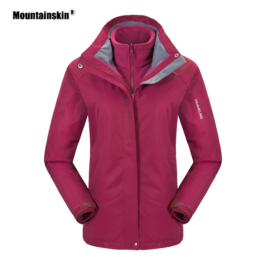 Mountainskin Men Women's Outdoor 2 pieces Jacket Autumn Winter Camping Hiking Fleece Windbreaker Suit Hooded Thick Jackets VA448 | Спорт и