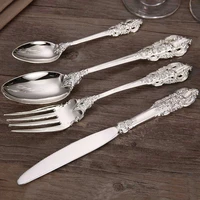 4 24pcs luxury silver plated dinnerware wedding cutlery xmas gift silverware tableware dinner knife fork teaspoon restaurant
