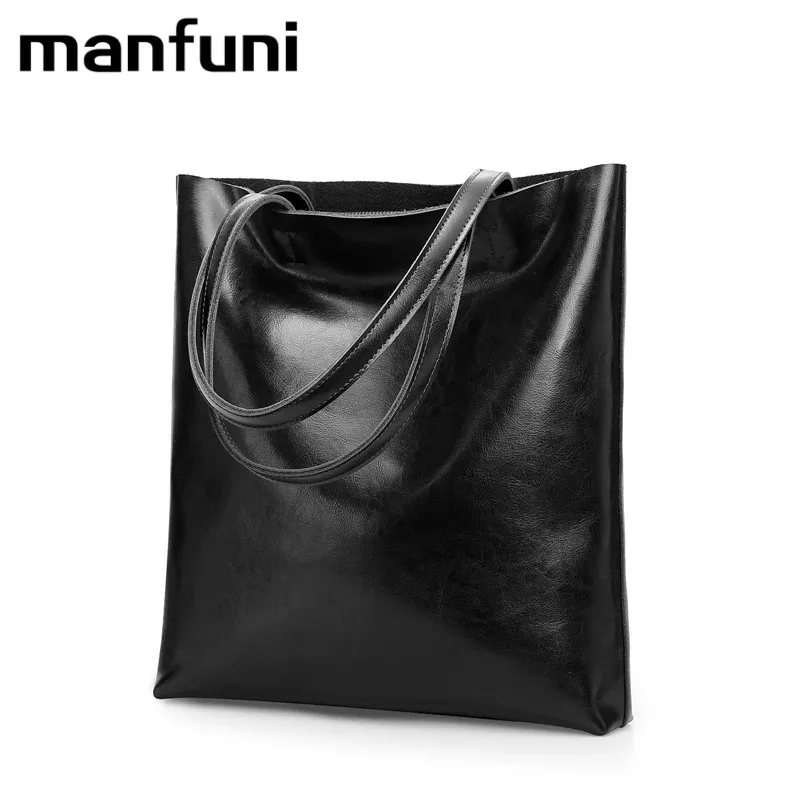 MANFUNI Натуральная кожаные сумочки Большие женские сумки на плечо винтажная