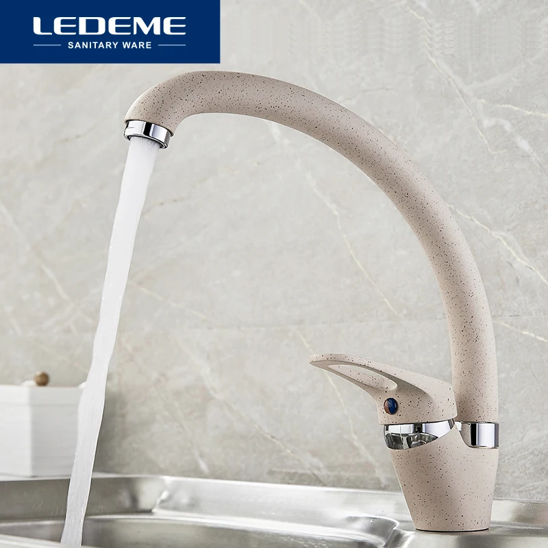 LEDEME Новый кухонный кран модный стиль цвет латунные кухонные краны вращающийся 360