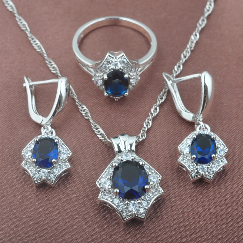 Серебряный набор украшений на платформе Natura Blue Zircon свадебные ювелирные