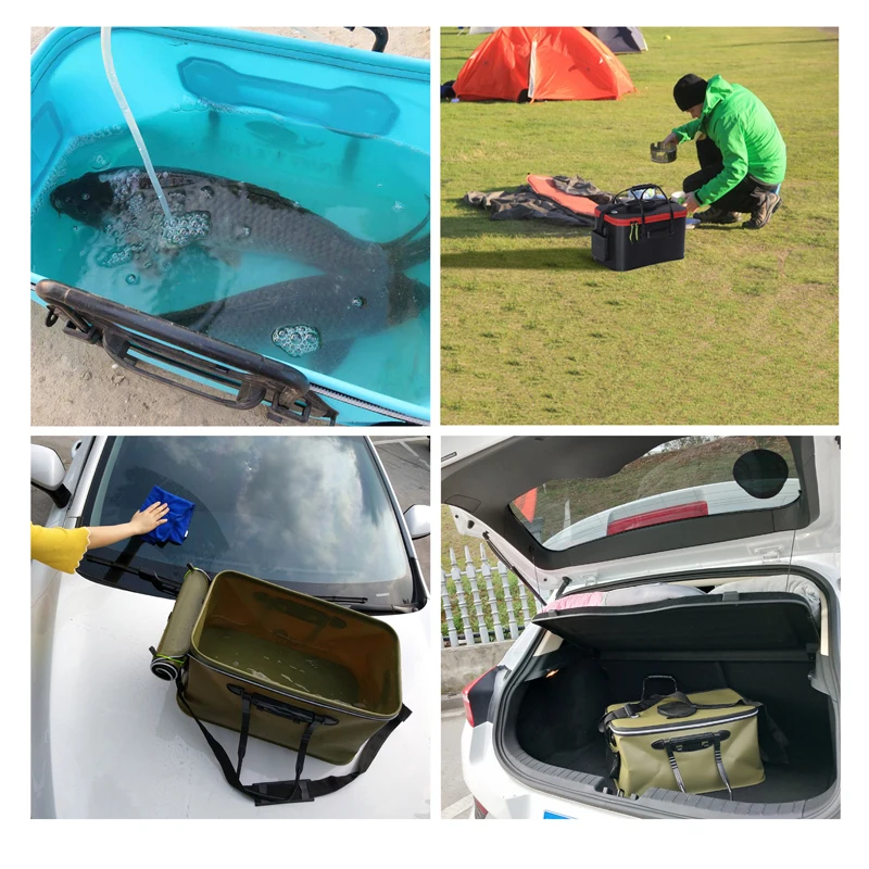 

2018 High Quality 5 Color 30/40/50cm Outdoor EVA Bucket Folding Bucket Portable Camping Hiking Bucket With Handle Fishing Bags