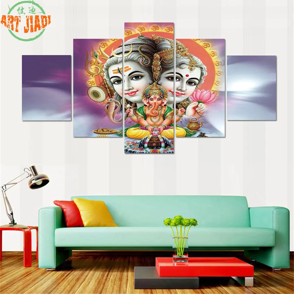 5 шт./компл. холст Shiva Parvati Ganesha модульные картины HD живопись украшения для дома