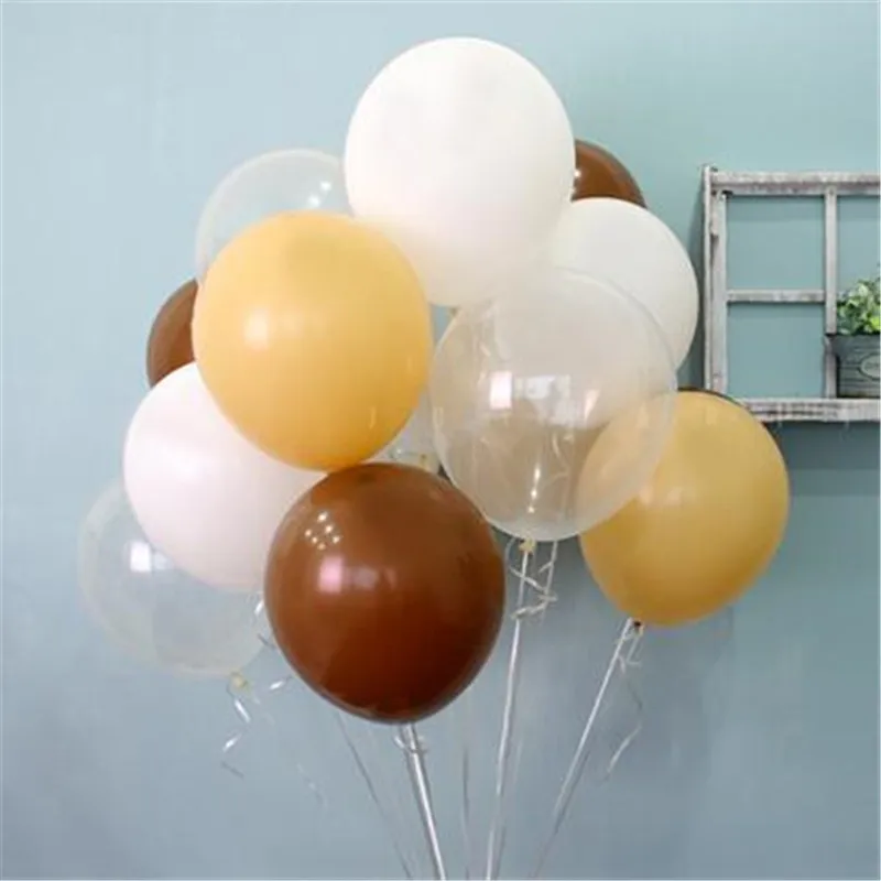 

Hot Sale 12inch 2.8G 50pcs/lot Latex Balloons Helium Thick brown white Skin Balloon Wedding Birthday Decorations Toy Ball gifts
