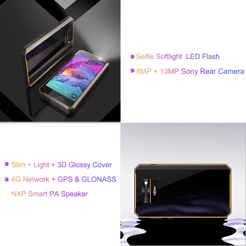 Оригинальный ному M6 смартфон 5 0 &quotHD 4 ядра 2 ГБ + 16 Гб MTK6737T Android 6 13.0MP 1280x720 3000 мА/ч IP68