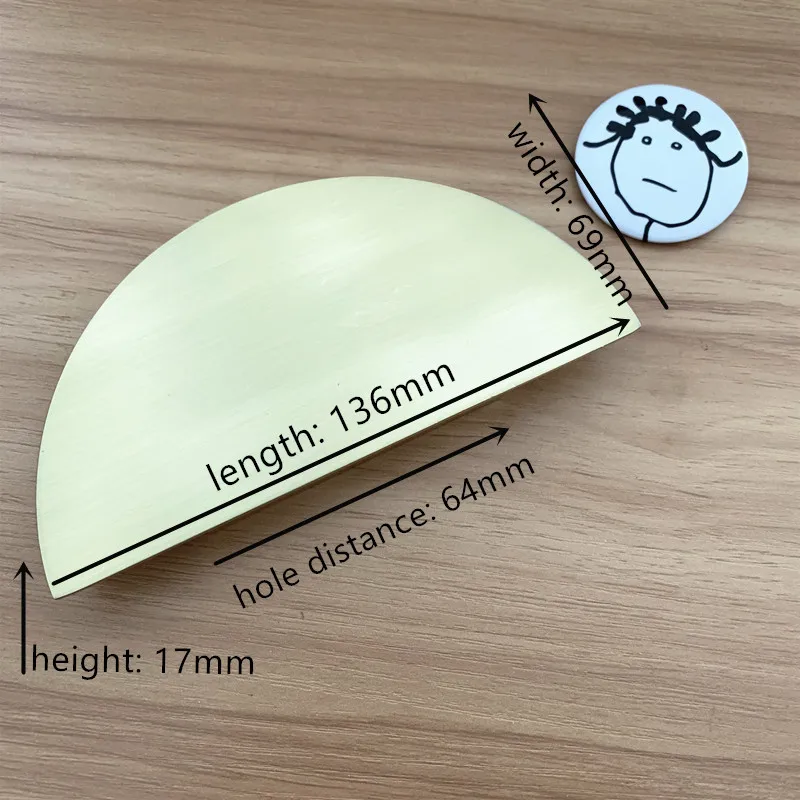 brushed gold big LCH полукруглый твердый цинковый сплав матовый золотой черный цвет ручка для шкафа выдвижная ручка дверная тяга китайский стиль полумесяц - Цвет: brushed gold big