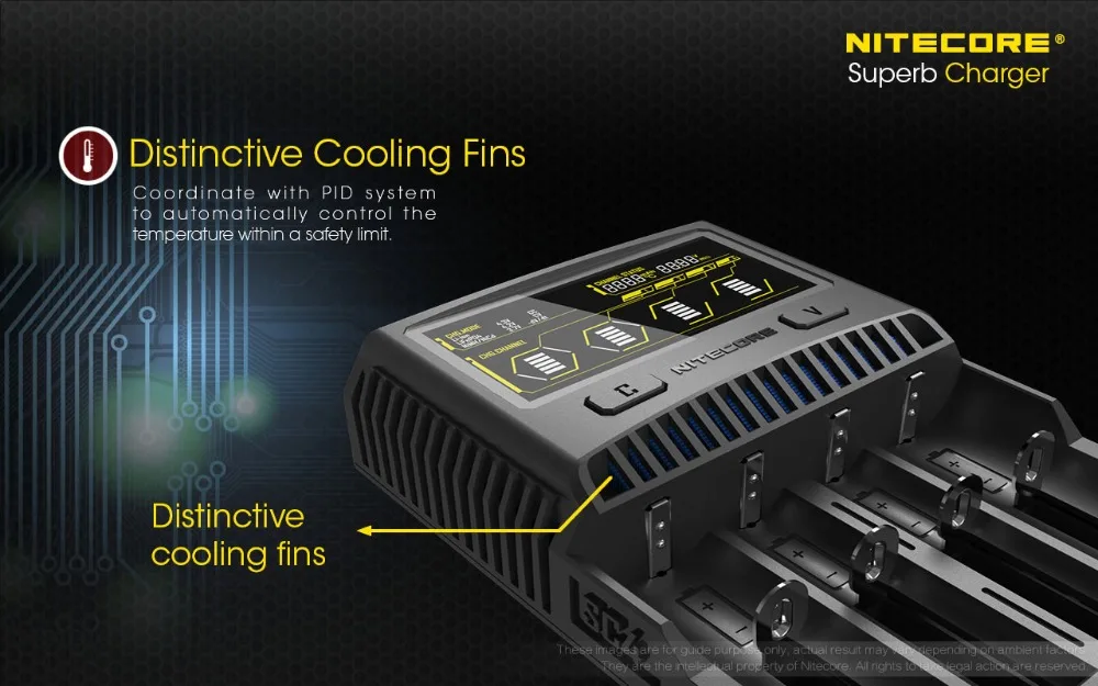 NITECORE SC2 SC4 Батарея Зарядное устройство для батарей Li-Ion(литий-ионных батарей IMR LiFePO4 металл-гидридных или никель NI-CD 18650 17650 17670 16340 14500 батареи Батарея