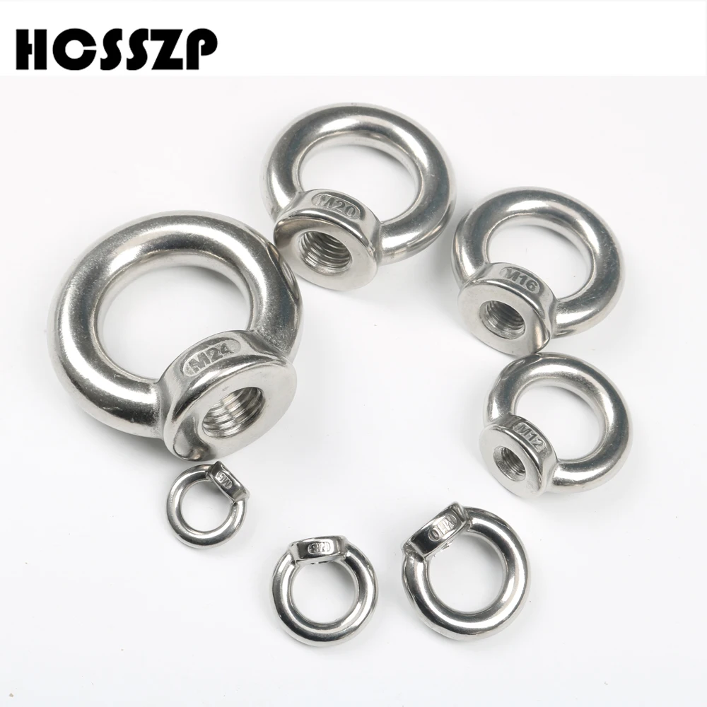 HCSSZP 10 шт. M6 M8 M10 M12 подъемные женские гайки для глаз 304 нержавеющая сталь DIN582 кольцо