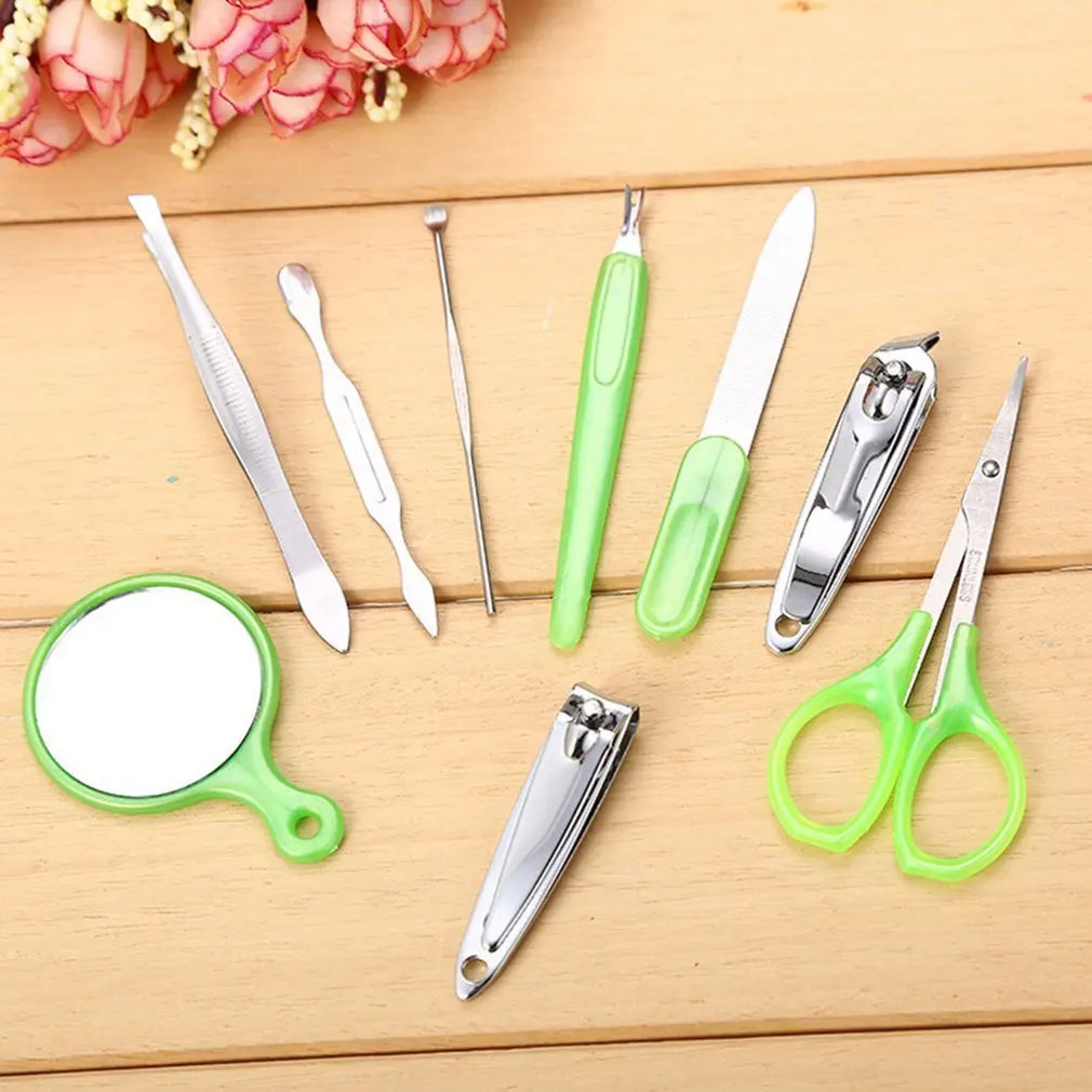 Маникюрный набор из 9 Цвета прозрачный корпус машинки для стрижки ногтей