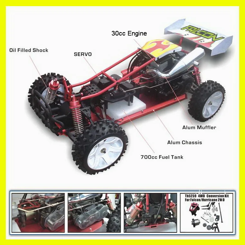 RC внедорожный VRX гоночный RH505L 1/5 масштаб 4WD газ питание с CN30cc бензиновый двигатель