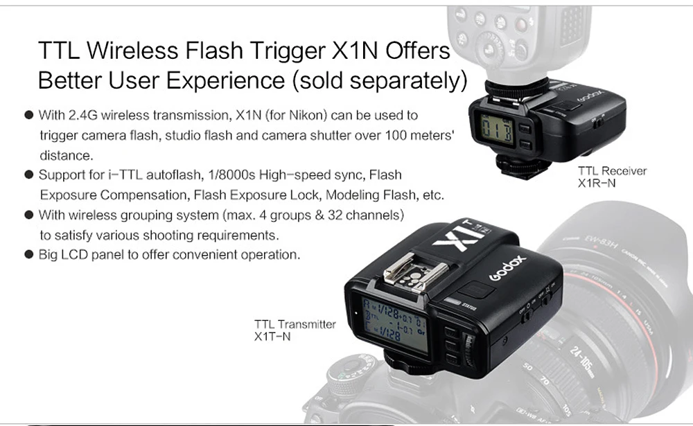 2x Godox TT685N 2,4G Беспроводная HSS 1/8000s i-ttl вспышка Speedlite+ X1T-N триггер+ 10x2500 mAh батарея для цифровых зеркальных фотокамер Nikon