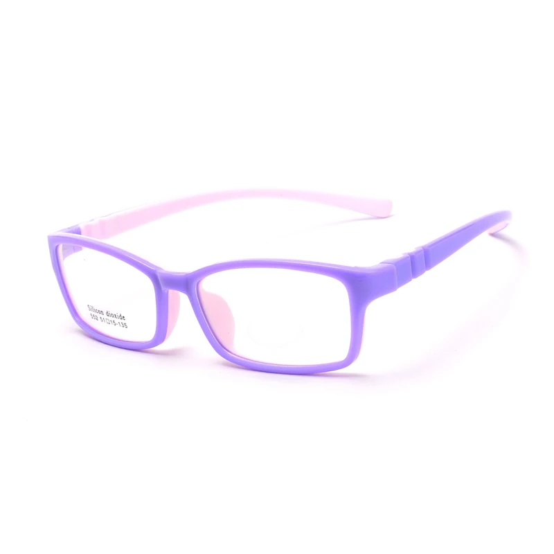 Blue Pink Inside EAGWOO Мягкие силиконовые очки для детей, оптическая оправа, простая оптическая оправа для мальчиков и девочек, прозрачные очки 1552 - Цвет оправы: Blue Pink Inside