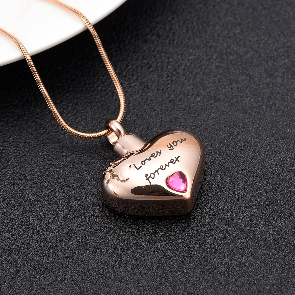 IJD10034 Love you forever engraved Puffy Heart Ash Holder Pendant Stainless Steel Cremation Urn Necklace for ash women | Украшения и
