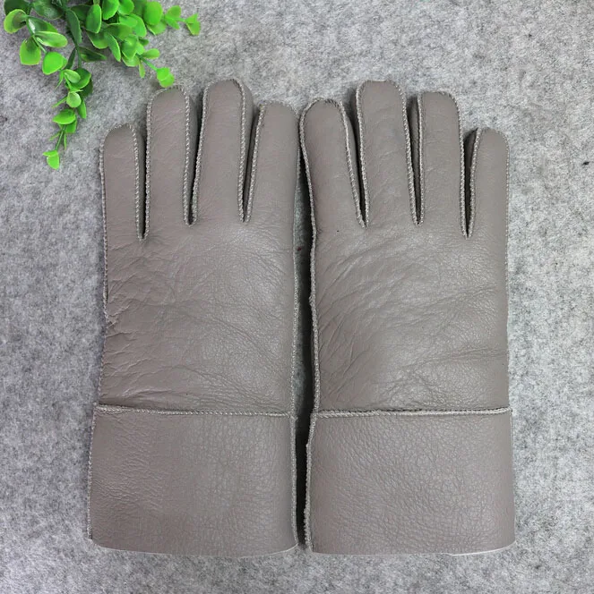 2018 зимние мужские теплые перчатки из 100% натуральной кожи овечьей шерсти для