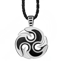 silver black wheel blade amulet mens pewter pendant with 24 black necklace lp282