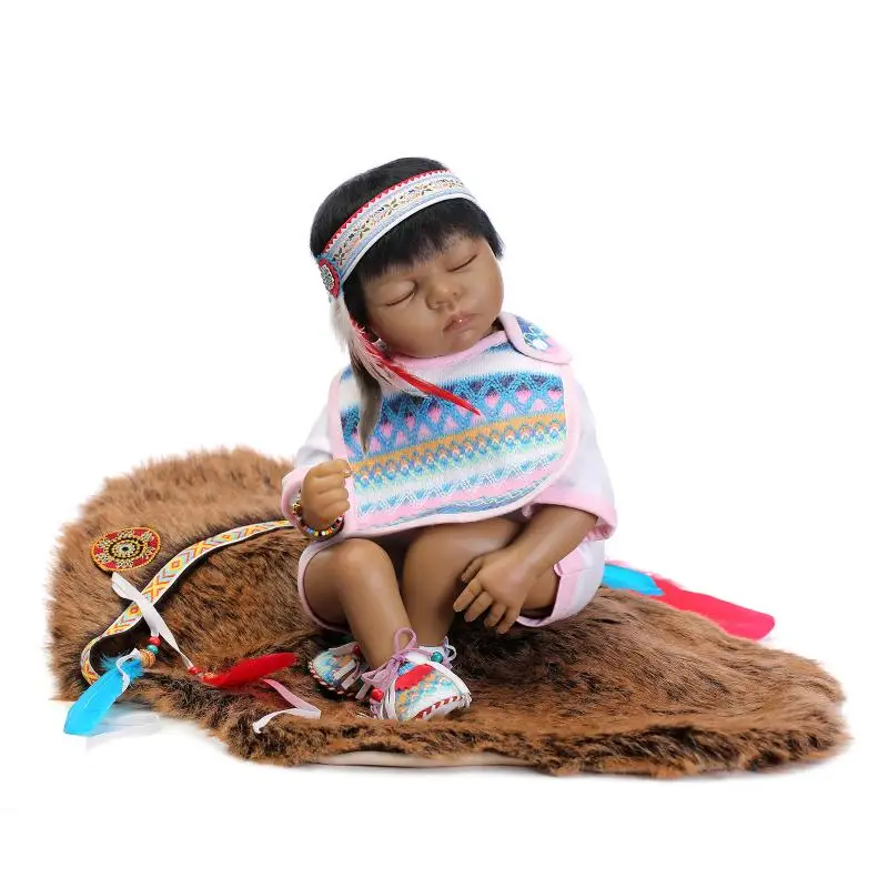 NPK 22 дюймов индийский Стиль винилсиликоновых Reborn Baby Doll шоколад кожи Boneca подарок