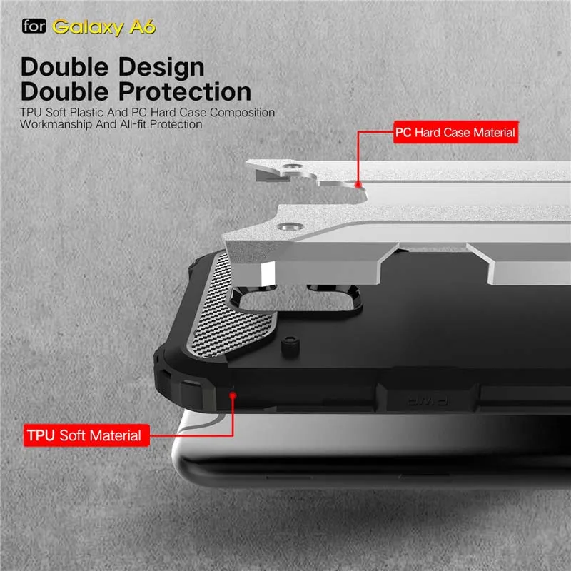Beworlder Silicon Case For Samsung Galaxy A6 2018 Hard Cover TPU PC Armor Plastic Plus Silicone |