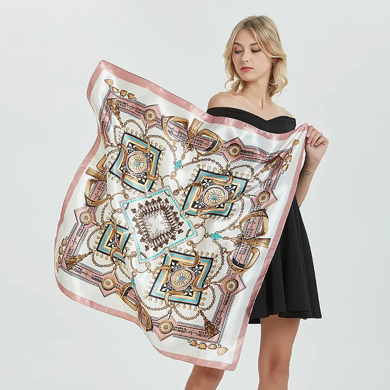 Женский шелковый шарф шелковая шаль с цветочным принтом 90x90 см|fashion silk scarf|silk fashion