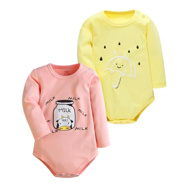 as picture 2 шт. Baby органов мультфильм печати Корректирующие боди для женщин с длинным рукавом Комбинезоны для женщин для маленьких девочек Костюмы быть для маленьких мальчиков комбинезон прекрасный ребенок одежда - Цвет: as picture