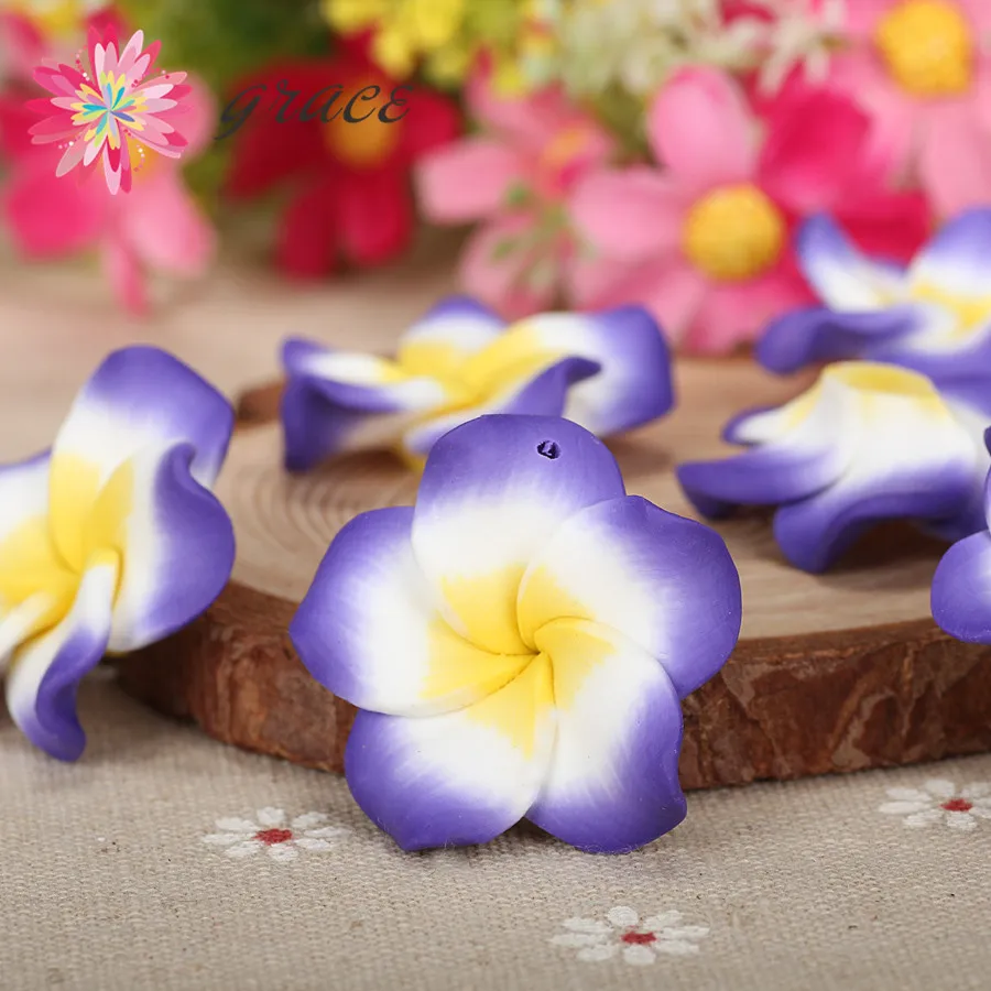 10pcs/lots 30mm Polymer Clay Bali Frangipani Plumeria Flower Charming Earrings Necklace Pendants Jewelry Making Diy Accessories - купить по