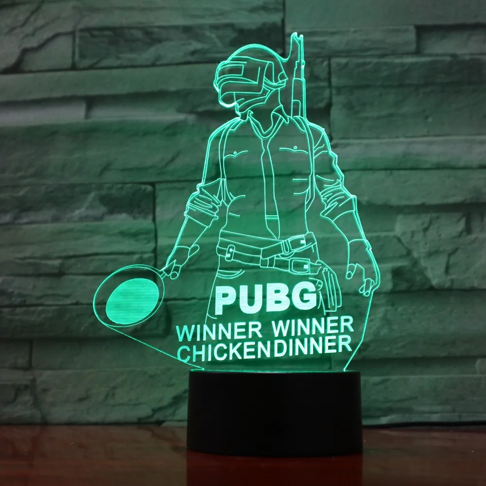 Крутой новый мировой хит FPS игровой плеер неизвестная 3D лампа PUBG Winner Chicken dinner 7