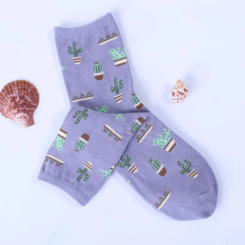 Новые хлопковые носки с рисунком кактуса удобные мягкие милые повседневные