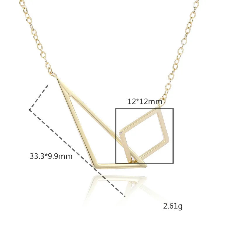 Ожерелье женское из серебра 925 пробы с треугольниками и квадратными полыми