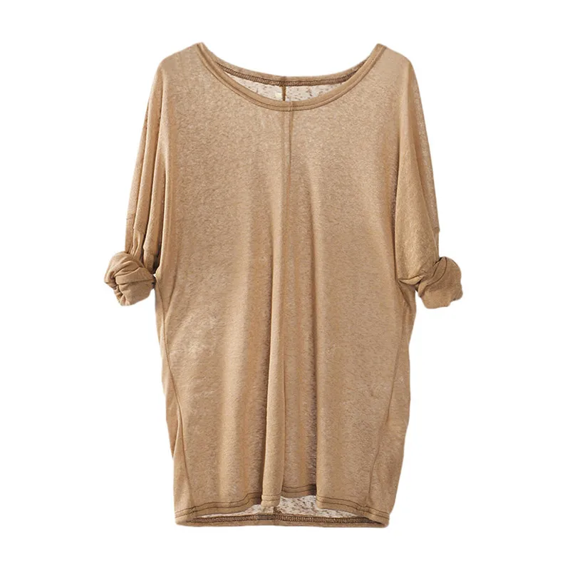 Женский вязаный свитер с длинным рукавом свободный Однотонный большого размера
