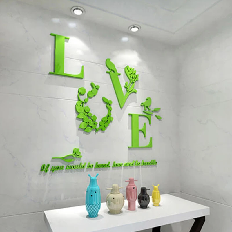 Продажа многоцветных акриловых наклеек на стену с надписью LOVE 3D съемные