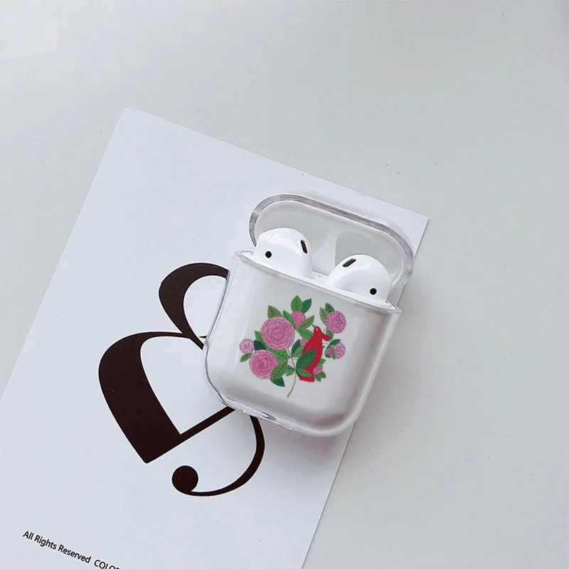 Модный Ретро чехол с цветочным рисунком для AirPods прозрачный жесткий Bluetooth зарядки